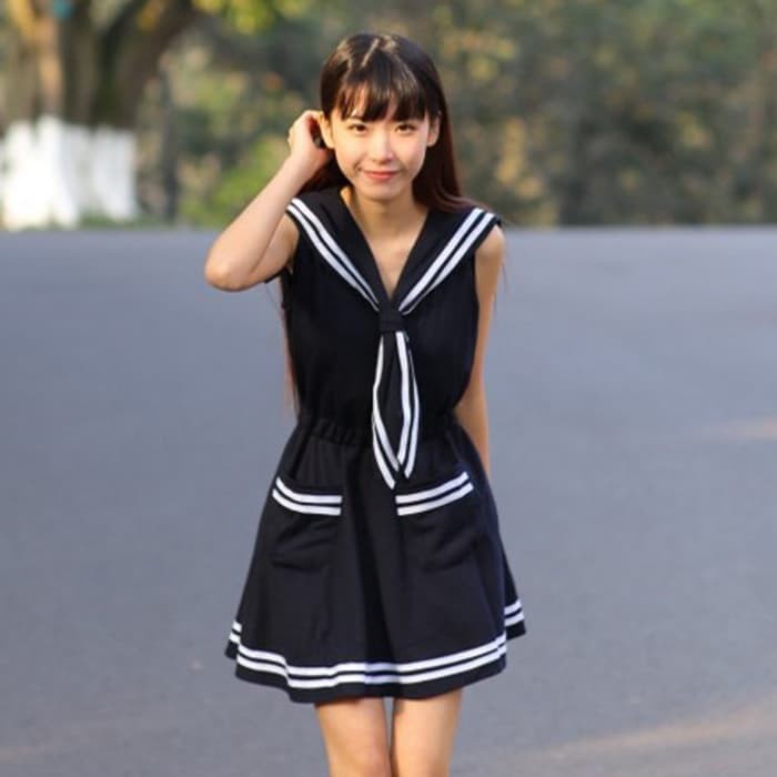 CC-103 casual dress sailor seragam sekolah jepang seifuku jumpsuit