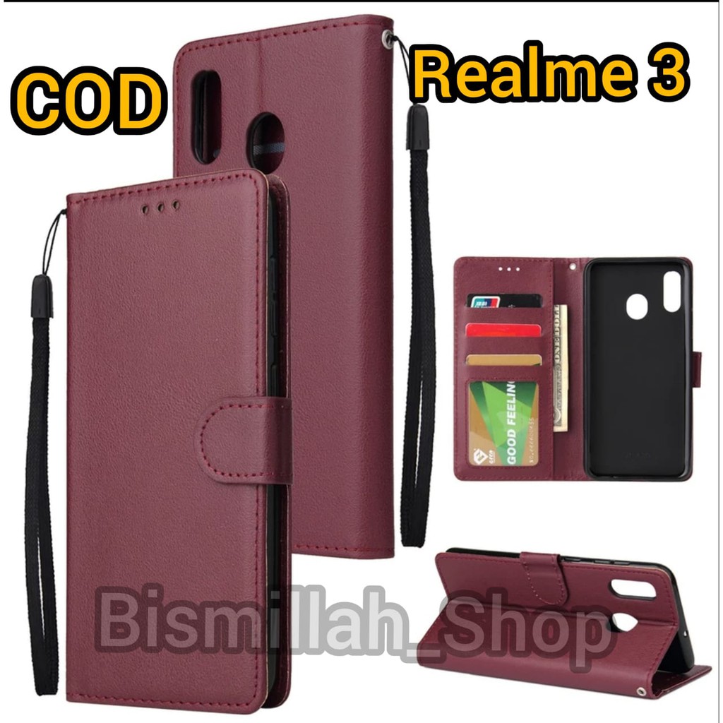 CASE DOMPET HP REALME 3 - LEATHER CASE FLIP- WALLET CASE FLIP REALME 3 - CASING DOMPET-SARUNG BUKU