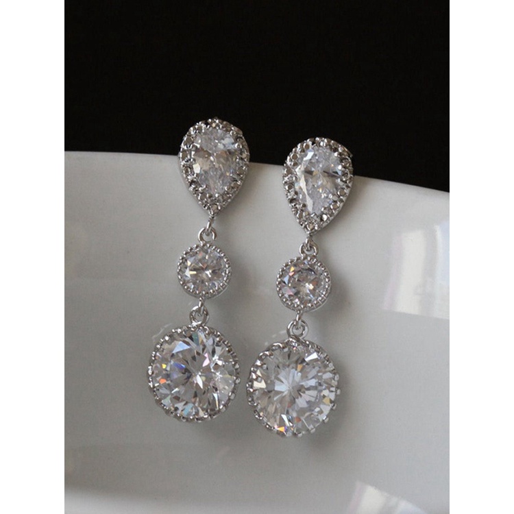 Gorgeous Bridal Wedding Earrings With Bling Bling Cubic Zirconia Elegant Women Engagement Accessories New Fashion Jewelry