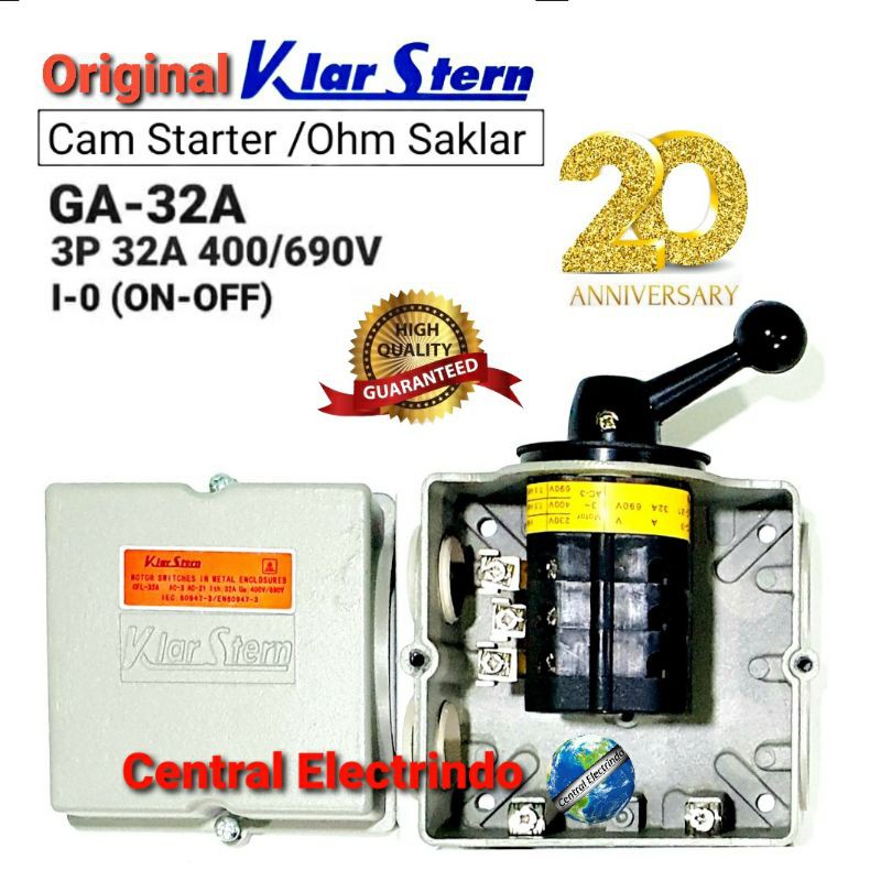 Cam Starter Ohm Saklar 3P GA-32A 7000Watt I-0 (ON-OFF) KlarStern.