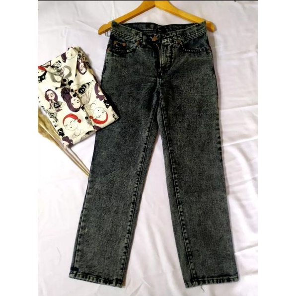 BF CELANA BOYFRIEND JEANS WANITA BLACK AND WHITE//CELANA JEANS PANJANG WANITA