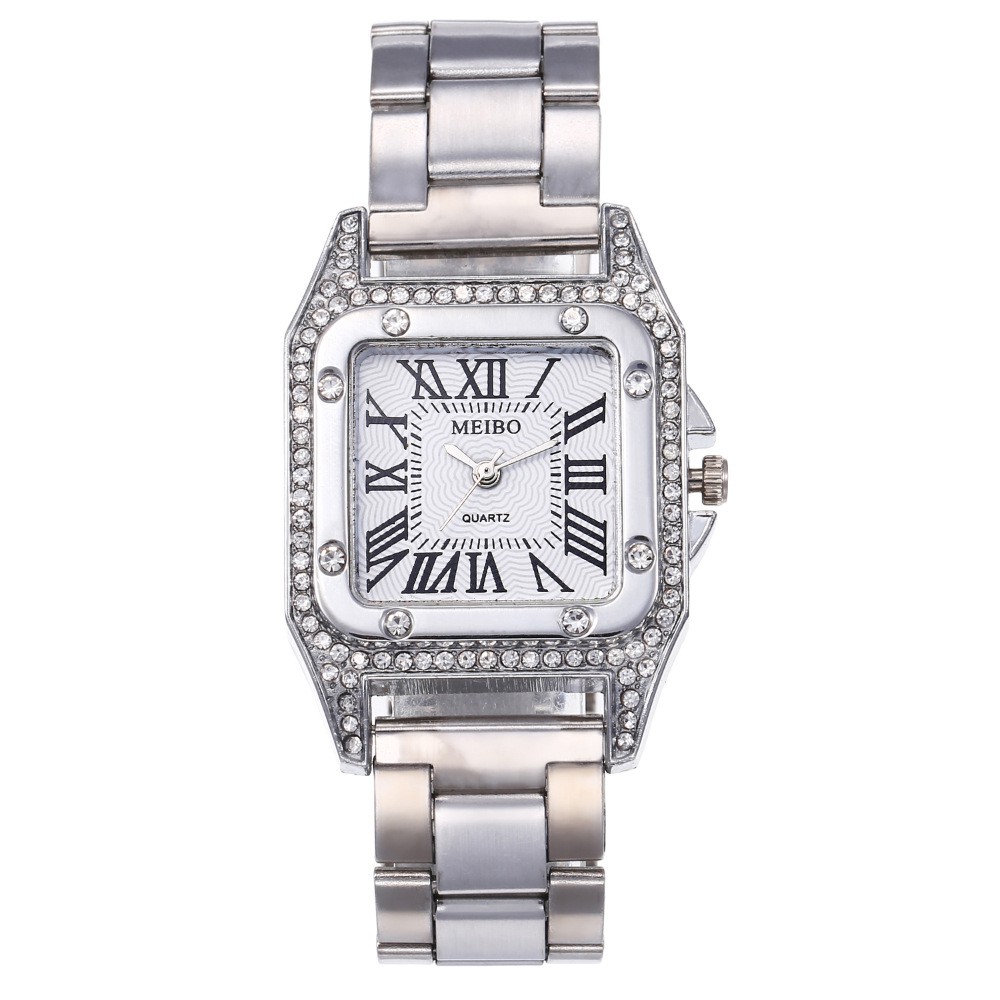 Watchyou Jam Tangan Wanita A0101 Fashion Roman Numerals Square Diamond Steel Band Women's Watches