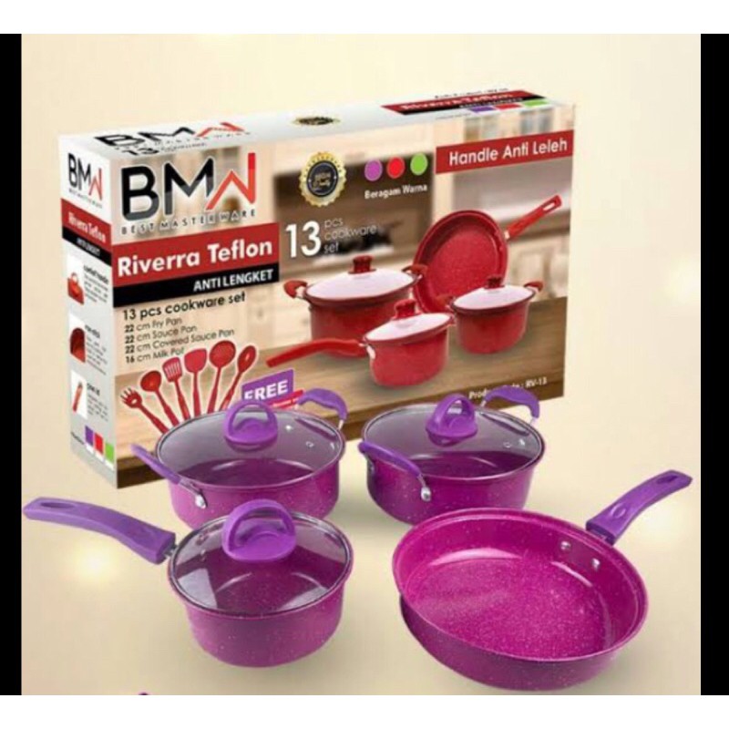 PANCI COOKWARE SET TEFLON + SPATULA RIVERA 13 SET B