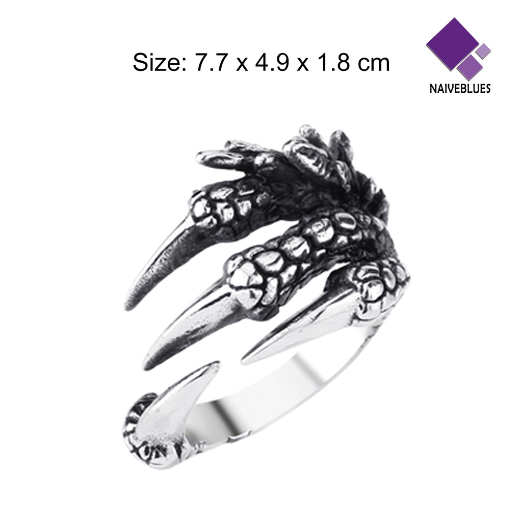 Naiveblue &gt; Cincin Terbuka Adjustable Motif Naga Bahan Titanium Steel Untuk Perhiasan Pria / Wanita / Unisex