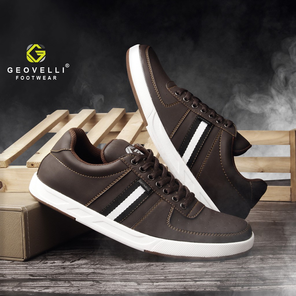 GEOVELLI STORE Sepatu Sneakers Piria Coklat Sneakers Kasual Santai Kerja Cocok Buat Anak Kuliah