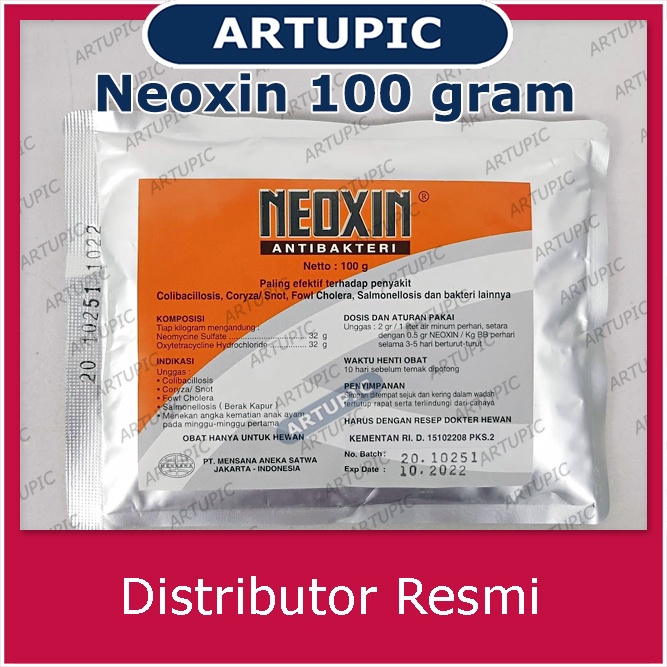 Neoxin 100 gram Kolera Coli Salmonela Antibakteri Kuman Pencernaan Antibiotik Unggas Ayam Hewan