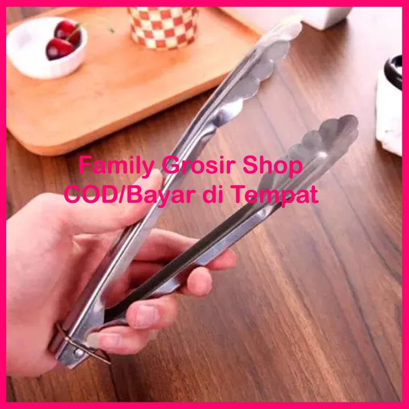 Tongs Capitan Stainless 15/18/22,5/38cm Jepitan Gorengan Penjepit Makanan Capitan Kue Capitan Es Batu