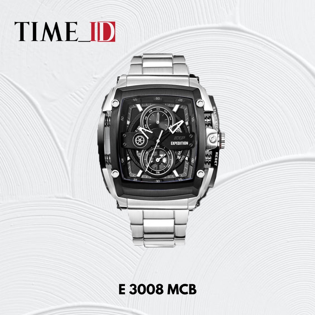 Jam Tangan Expedition E 3008 MCB Silver Black Dial White