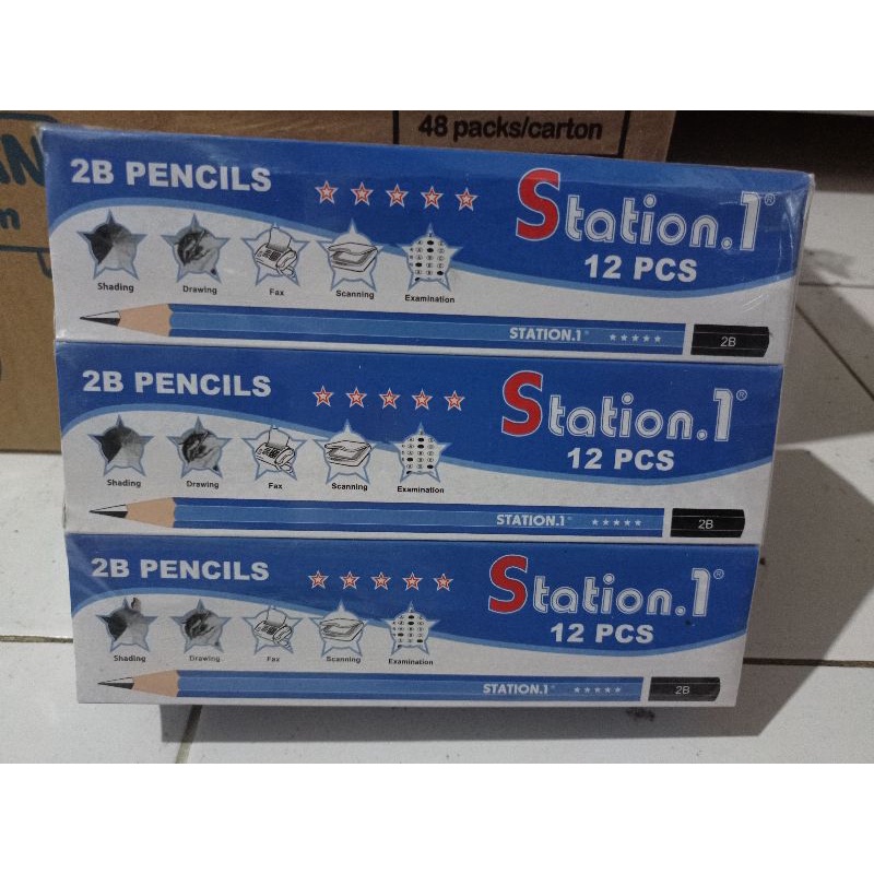 (12pcs) Pensil 2B Station Murah Grosir Pencil For Comp /Alat Tulis Menggambar