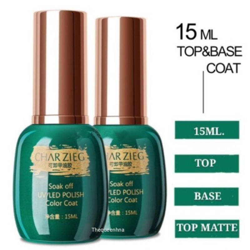 CHARZIEG SOAK OFF UV GEL POLISH 15ML SERIES BENING PRIMER BASE COAT TOP COAT MATTE TOP COAT REINFORCE GEL