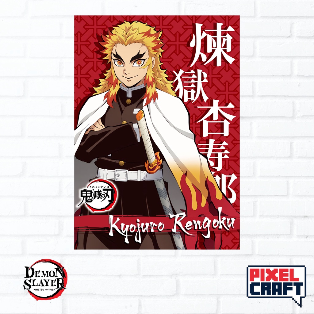 Poster Dinding Karakter Anime KIMETSU NO YAIBA / DEMON SLAYER Size - A4-07 Kyojuro Rengoku