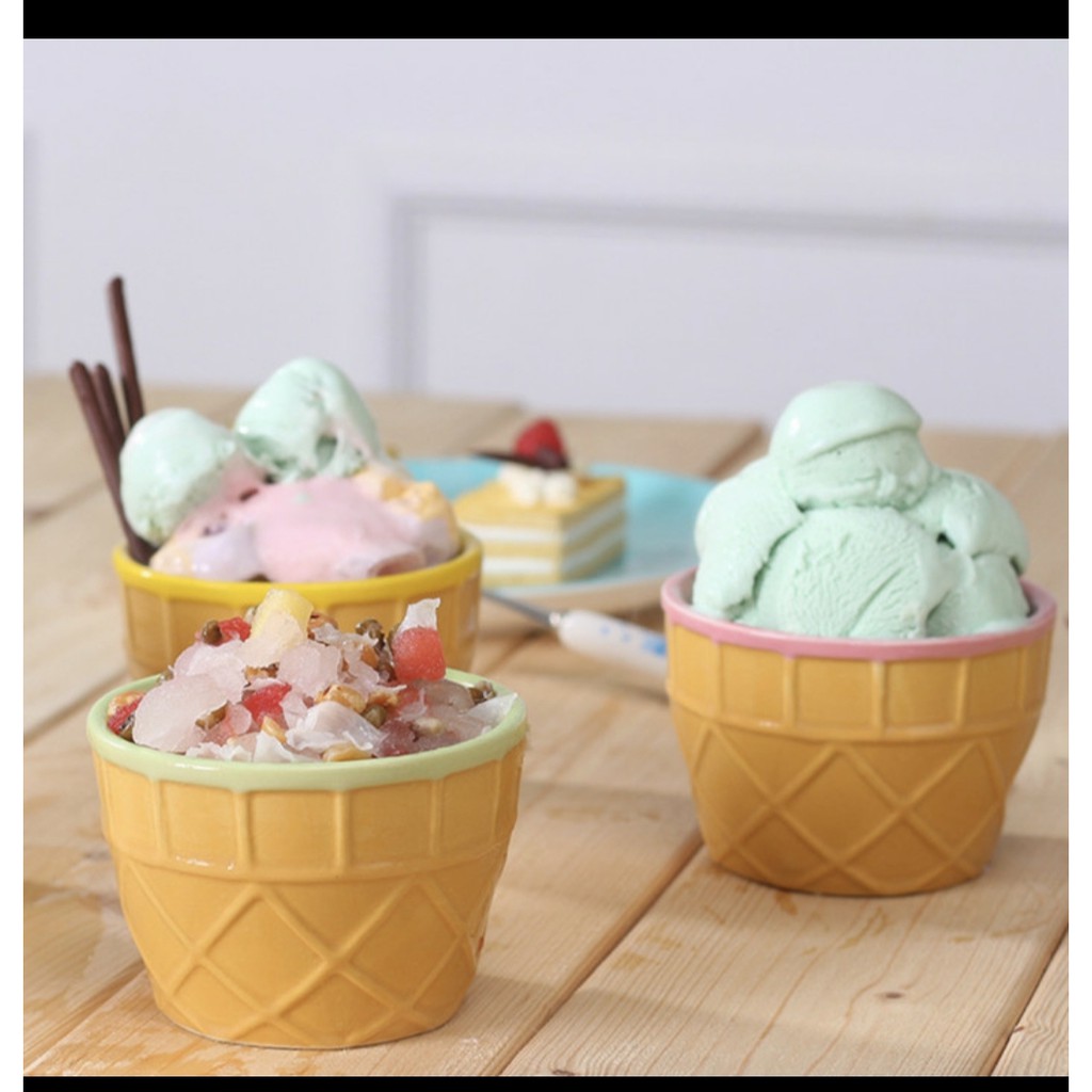 Mangkok Es Krim Mangkuk Dessert Cemilan Ice Cream Bowl Set Mangkok Sendok Lucu Unik untuk Kado