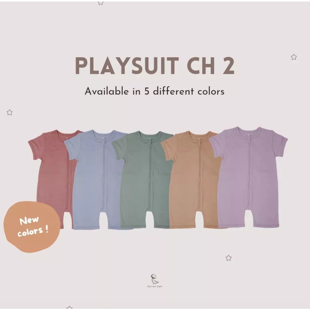 Cotton Cub Playsuit - Baju Tidur Bayi Chic Boho Colors - Jumper Baby Bodysuit Play Suit Simple Anak