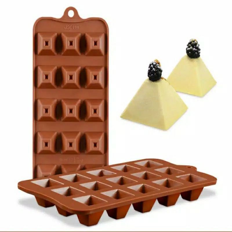 Cetakan Coklat Silikon Puding Pyramid 15 Cav