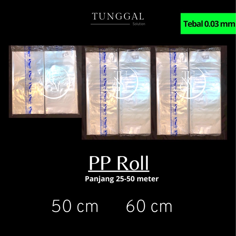 Plastik PP Roll Cap Jet - panjang 25-50 meter, tebal 0.03 mm : plastik laundry kering, plastik laund