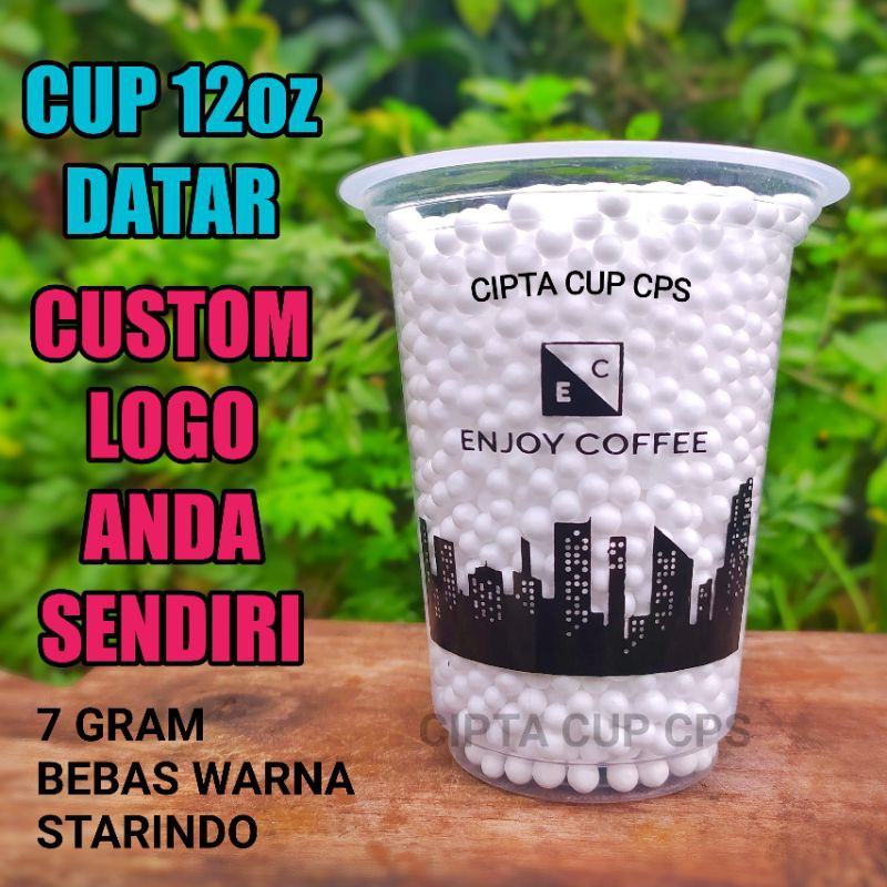 cup 12oz sablon gelas plastik custom printing kopi
