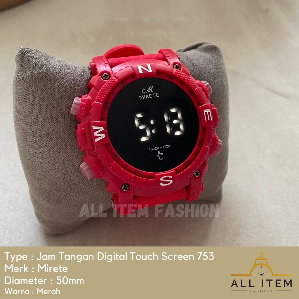 COD✅ Jam Tangan Digital Touch Screen Mirete 753 / Sport Watch / Jam Fashion / Jam Modern Layar Sentuh / Tanggal Bulan Tahun