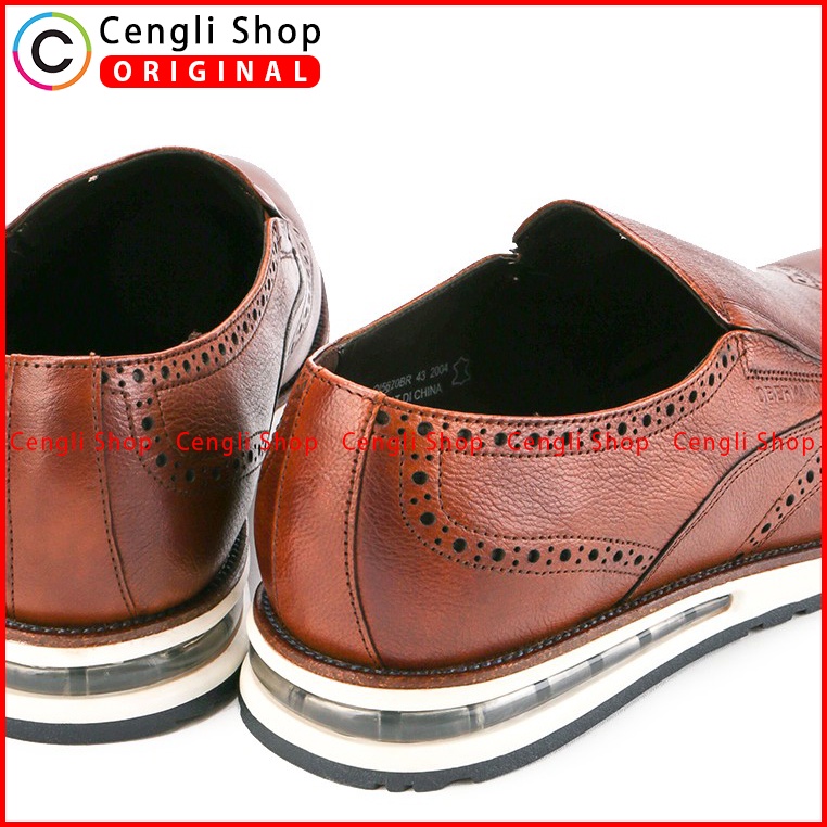 SEPATU OBERMAIN PRIA ORIGINAL PANTOFEL CASUAL KULIT ASLI COKLAT OM07