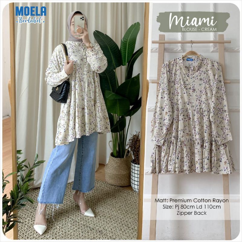 Miami Blouse Jumbo Oversize Blouse Motif Rayon Atasan Jumbo Wanita