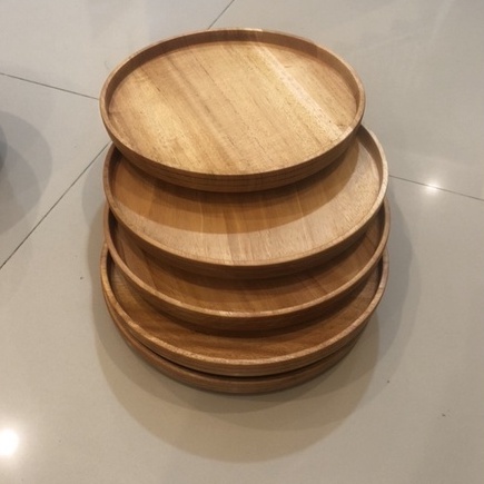 Nampan Baki 20cm Nampan Baki Bulat Kayu Wooden Tray 20cm