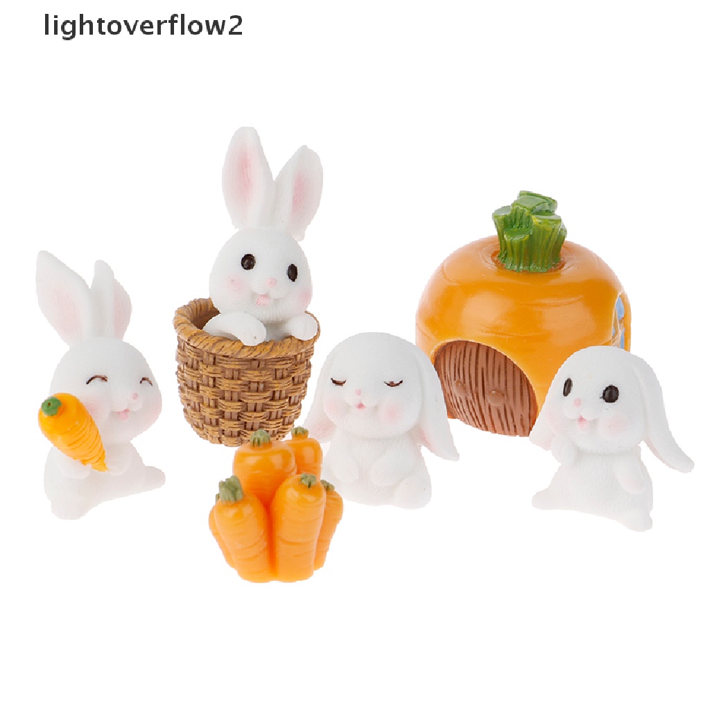 (lightoverflow2) 7pcs Miniatur Kelinci Untuk Dekorasi Taman Mini / Craft DIY