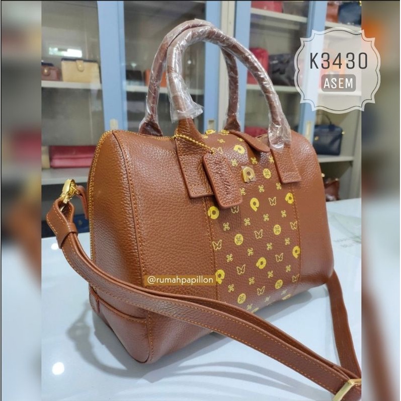 Tas Tote Bag Wanita Kulit Asli Merk Papillon Original / K3430 Asem
