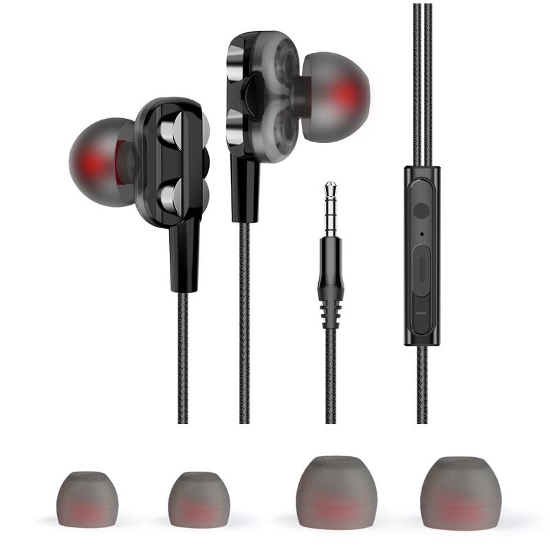 Headset Gaming Dual Hifi Stereo Bass Dengan Mic Dan Kabel Ukuran 3.5mm Untuk Android 4D earphone