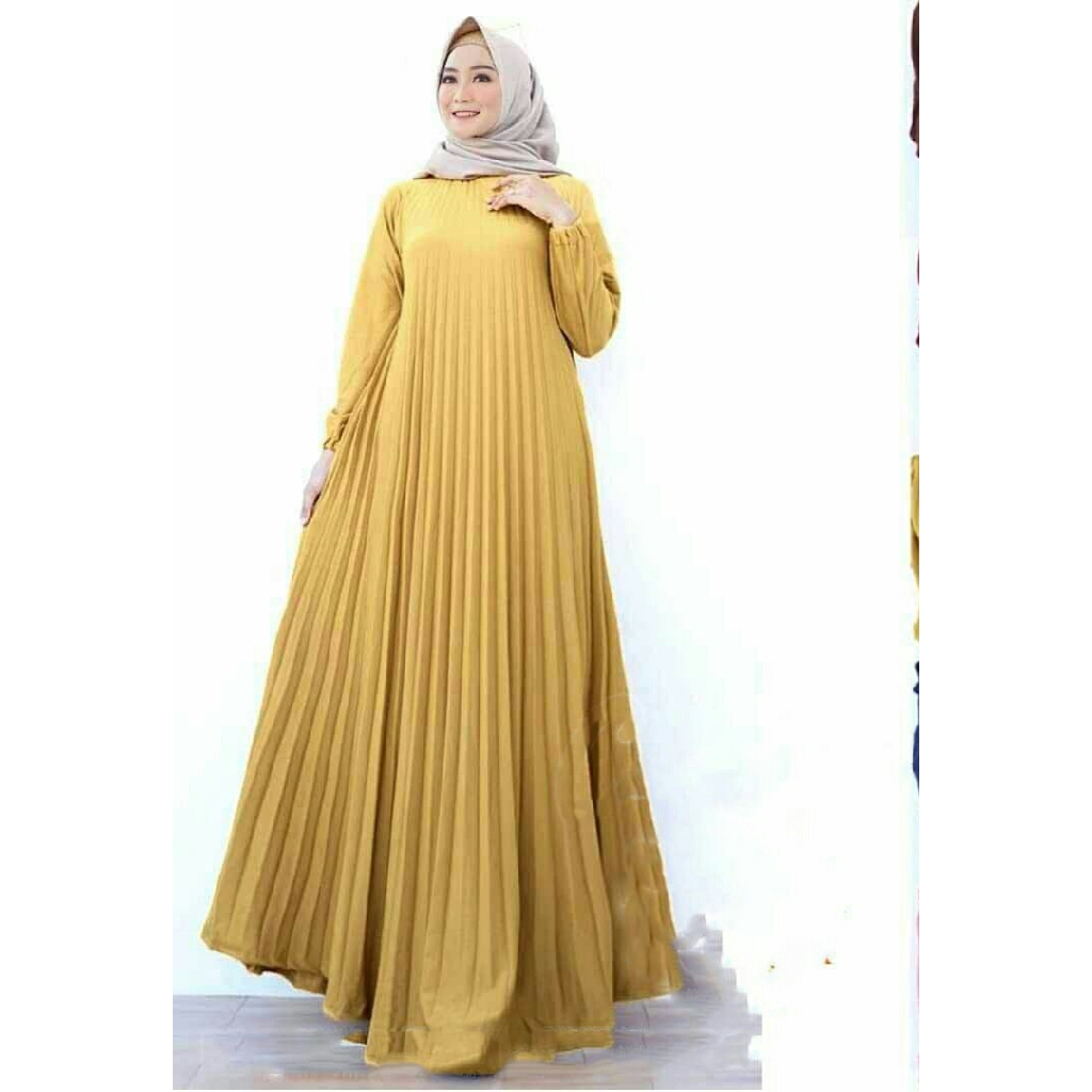 [Maxi Amanda Plisket RO]Maxi wanita higet plisket varian warna