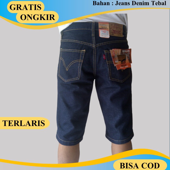 CELANA PENDEK PRIA BAHAN DENIM JEANS LEVIS TEBAL REGULER STANDAR BIG SIZE MURAH BERKUALITAS TMP81