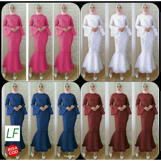 COD✔ Dress Duyung Brukat, maxi mermaid, maxi duyung , dress pesta