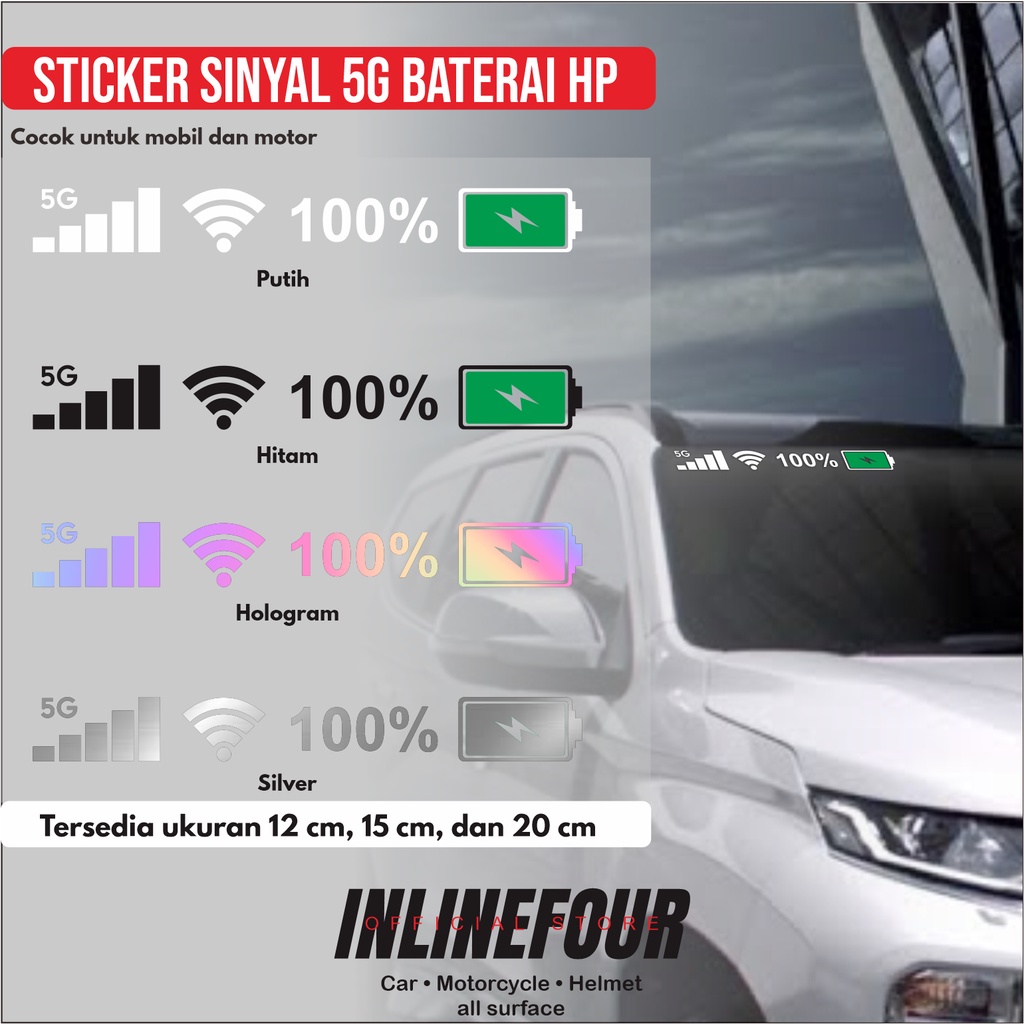 

Stiker Viral Baterai Wifi Sinyal 5G HP Phone Viral Cutting Sticker Mobil Motor