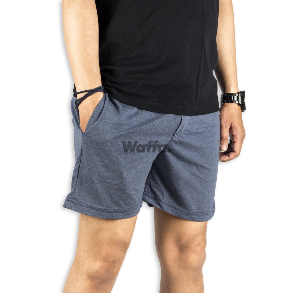 Celana Boxer Katun Waffa Polos Model Kancing Tanpa Tali