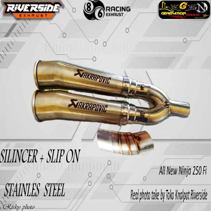 Silincer [ Silinser ] Knalpot Racing plus Slip On Ninja 250 Ninja Fi Ninja New Fi Ninja Karbu Ninja 