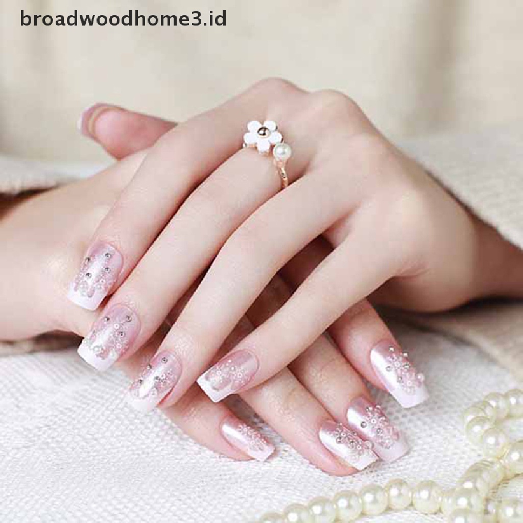 24pcs Kuku Palsu Akrilik Uv Gel Motif Snowflake Untuk Nail art