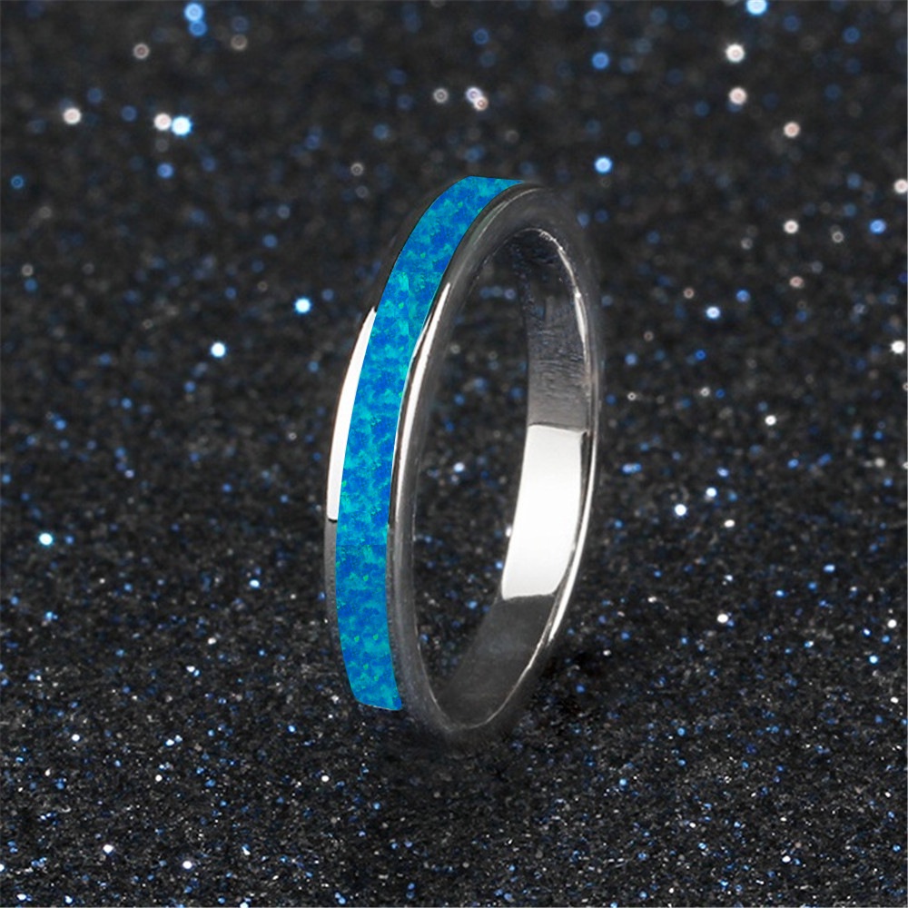 Simple single circle blue opal ring