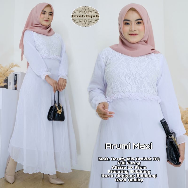 Arumi maxi / gamis ceruty / gamis broklat / gamis putih / gamis murah