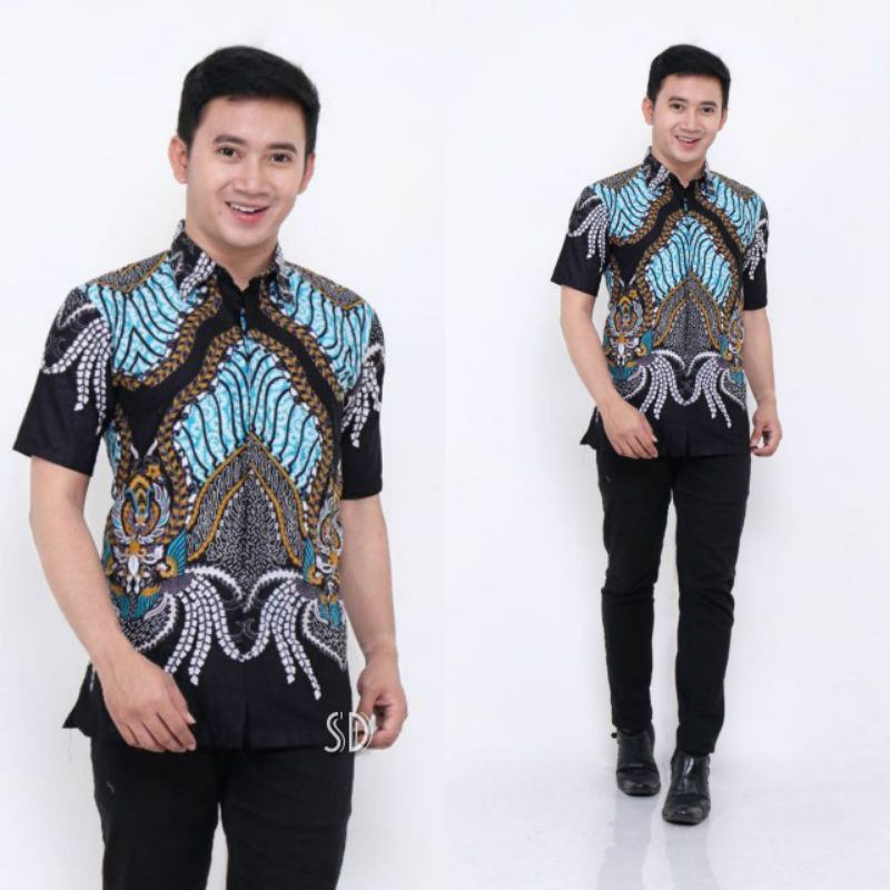 Atasan batik pria | hem batik kemeja HRB kenongo | batik motif madu|ukuran reguler jumbo super jumbo