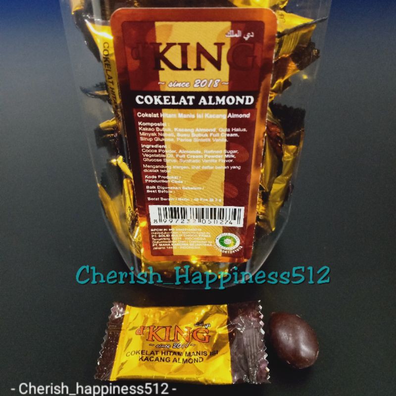 1 Kotak (4 Toples Kecil) D'King Bonibol Cokelat Almond &amp; Chocoberry Almond