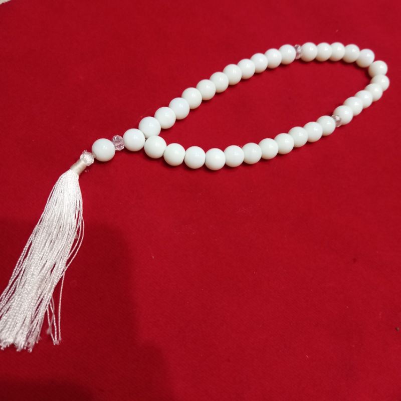 Tasbih Batu Giok Putih Susu 8mm 33butir