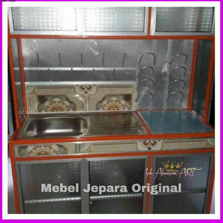 Lemari Dapur Pintu 6 & Wastafel - Rak Piring Gelas Serbaguna Almunium