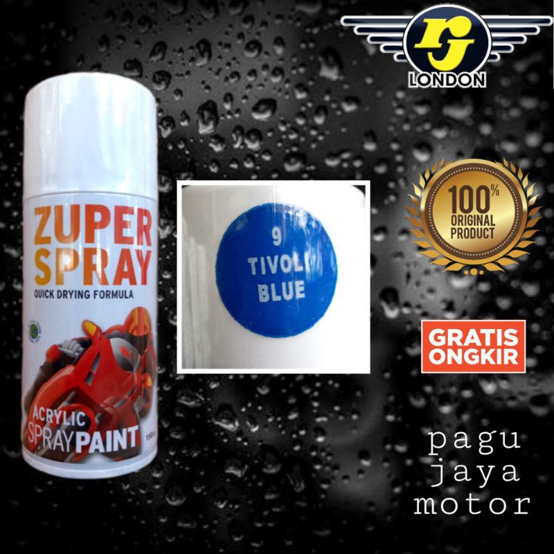 pilox pilok 150cc tivoli blue biru zuper spray cat semprot spray paint untuk cat motor mobil sepeda velg helm kayu besi plastik