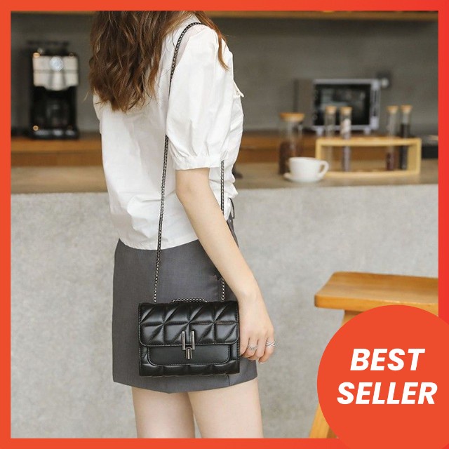 Tas Selempang Slempang Sling Bag Bahu Rantai Wanita Korean style Kunci Putar Kekinian Cocok untuk OOTD Kondangan Pesta-7