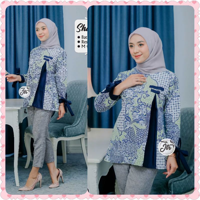 tey-17 Batik wanita ASJ SA HRB026 Kenongo Kemeja Tosca Pendek-2