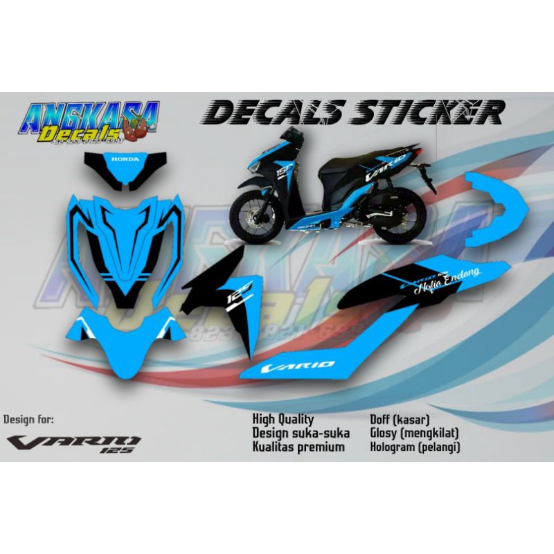 DECAL STIKER NEW VARIO 125/150 MOTIF SIMPLE BIRU HITAM