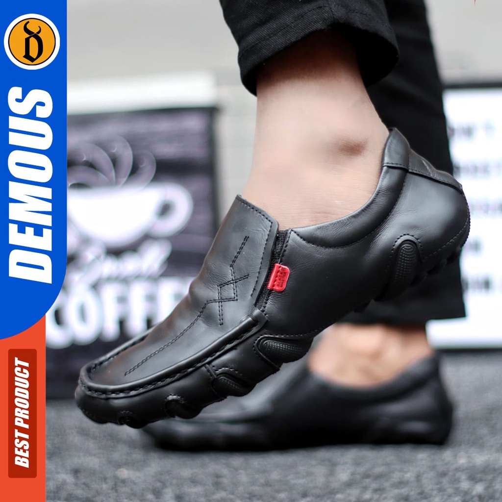 DEMOUS Inzagi - Sepatu Formal Pantofel Slop Kerja Pria Kulit Asli