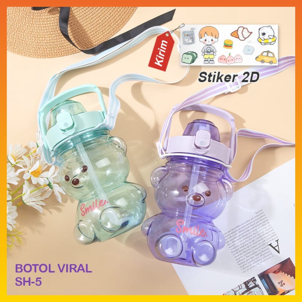 Botol Minum Anak Lucu Botol Minum Beruang 1,4 Liter Botol Viral Free Stiker 2D WHFURNITURE