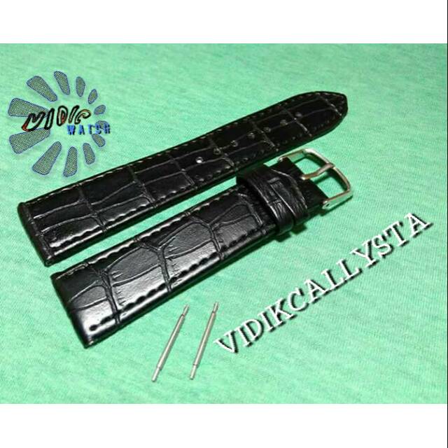 STRAP LEATHER TALI KULIT MOTIF 16 18 20 22 24 HITAM FREE PEN SPRING BARS