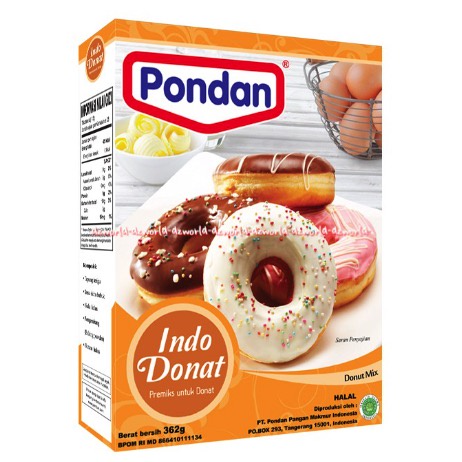 Pondan Indo Donat 362gr Premiks Instan Untuk Membuat Kue Adonan Donat Mix Dounat Aneka Rasa Tepung Premix Instan Powder