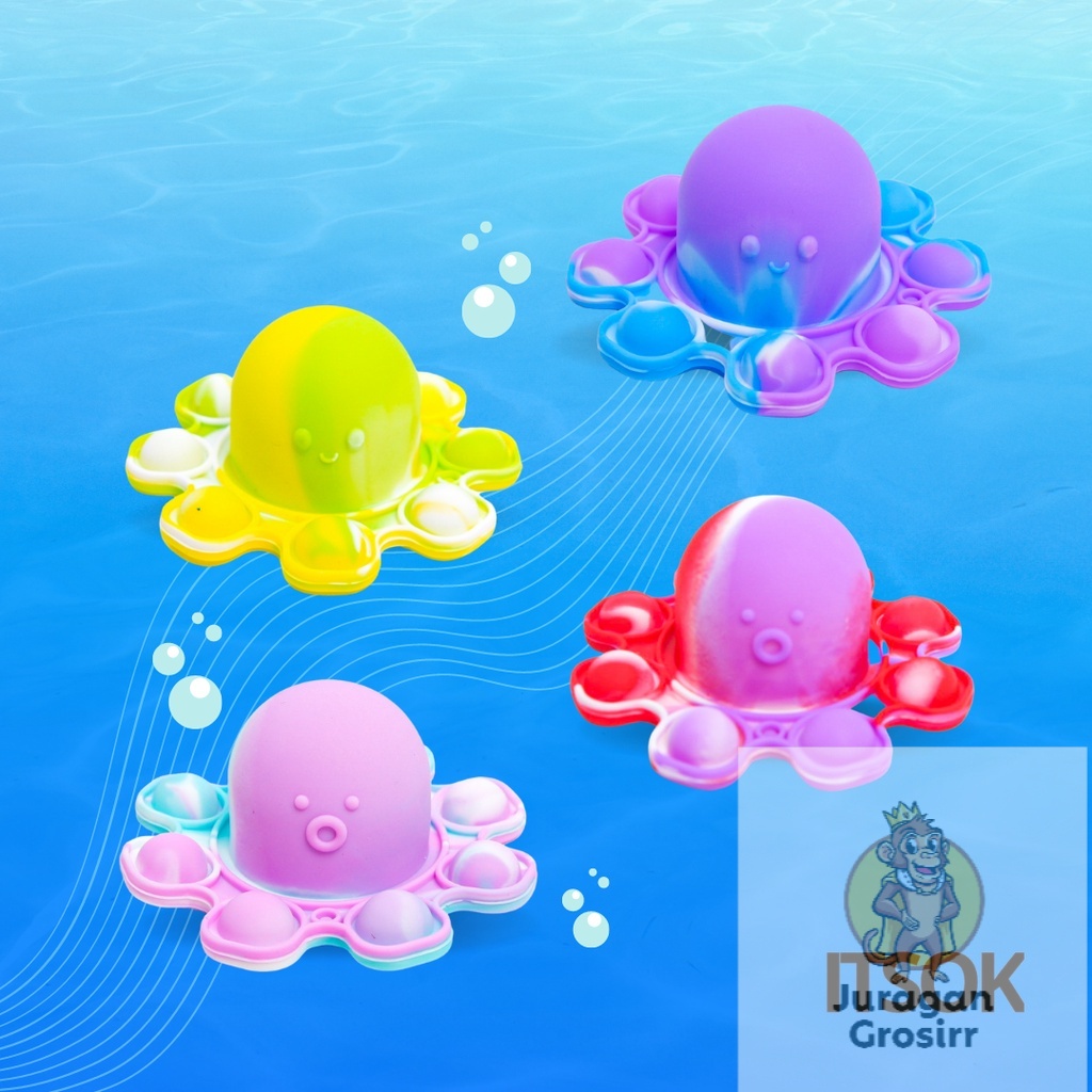 JG - Mainan gantungan KUNCI POP IT GURITA octopus pop it anti stres random warna