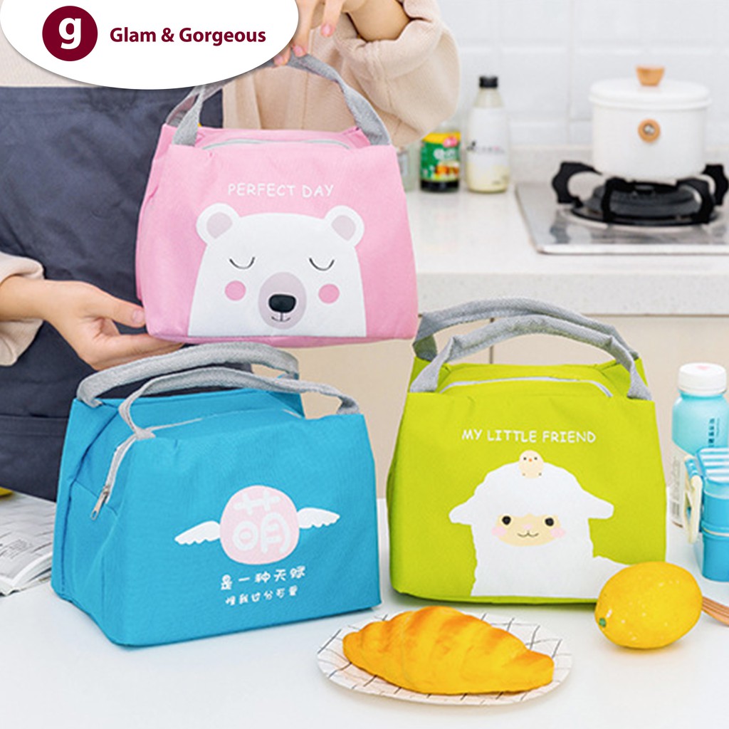 Tas Tempat Kotak Makan Bekal Lunch Box Anak Tahan Panas Motif Binatang TM015